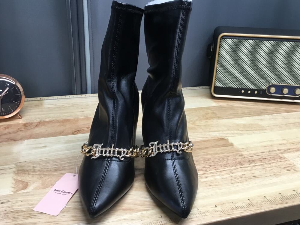 Juicy Couture Tommi Women's 7.5 Black Pointed Toe Stiletto Heel Ankle Booties